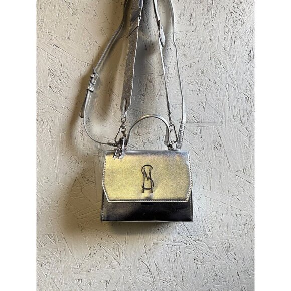 STEVE MADDEN Blattuca logo metallic top handle crossbody bag -Silver (Used) - Picture 13 of 14